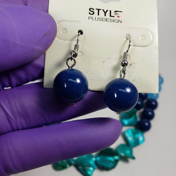 Layered Colorful Round & Shell Beaded Necklace & Earrings Set, Silver Jewelry - Picture 5 of 9